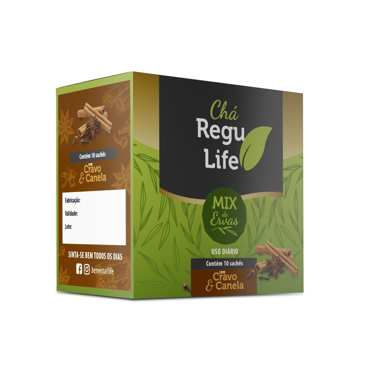 CHA REGU LIFE 10 SACHES SABOR CRAVO E CANELA