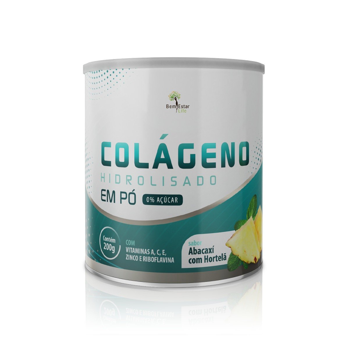 COLAGENO HIDROLISADO EM PÓ * SABOR ABACAXI COM HORTELA* 200 GR. 